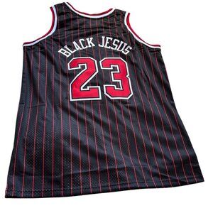 Retro Drip BLACK JESUS #23 Michael Jordan Chicago Homage Basketball Jersey sz L